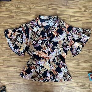 Ripcurl beachy rayon Hawaiian button up oversized top size XS